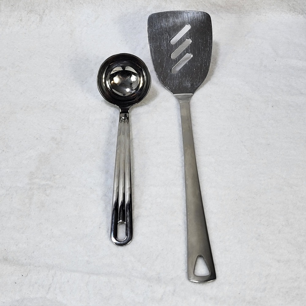 Oneida Stainless Steel Kitchen Utensil Set Slotted Spatula Turner & Small Ladle